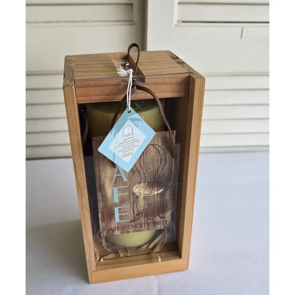 Pillar Candle New in Crate Gift Box 60% Palm Oil 40% Parafin Wax Vintage 2004